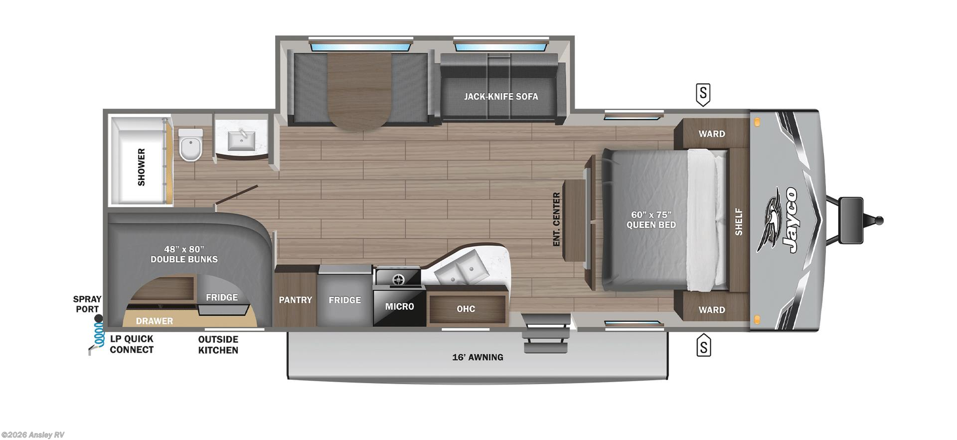 Floorplan of 2026 Jayco Jay Flight SLX 261BHSW