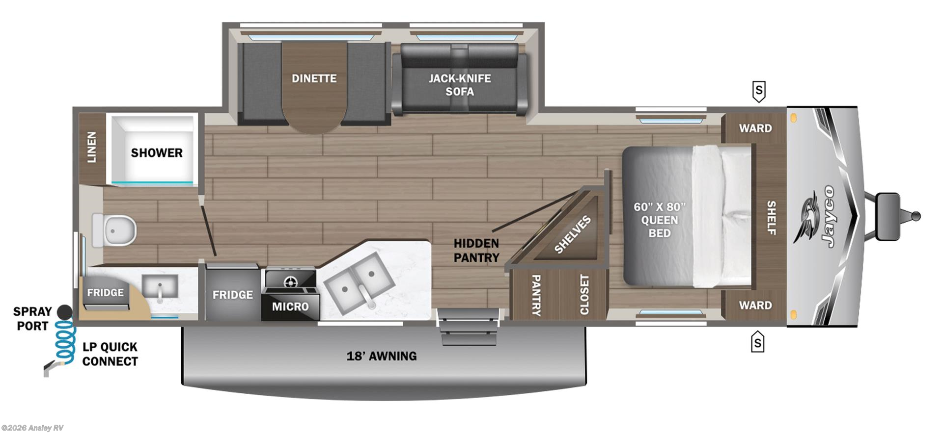 Floorplan of 2026 Jayco Jay Flight SLX 265MWSW