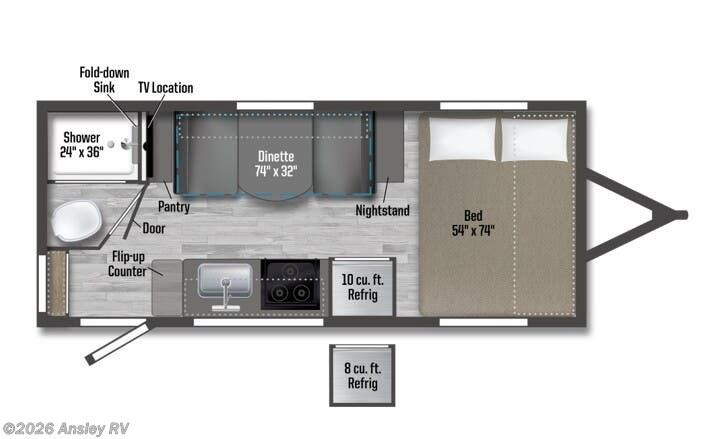 Floorplan of 2025 Winnebago Micro Minnie 1720FB