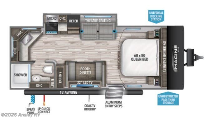 Floorplan of 2022 Grand Design Imagine XLS 22MLE