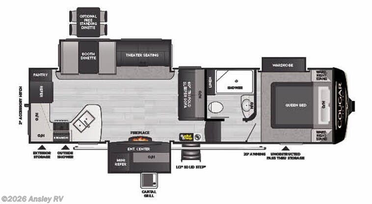 Floorplan of 2022 Keystone Cougar Half-Ton 29RKS