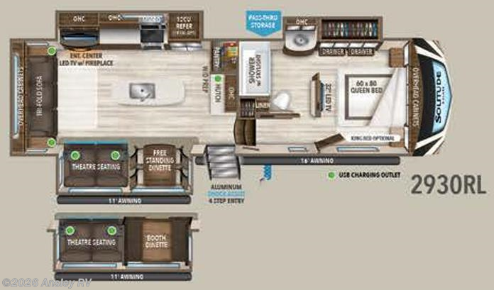 Floorplan of 2020 Grand Design Solitude S-Class 2930RL