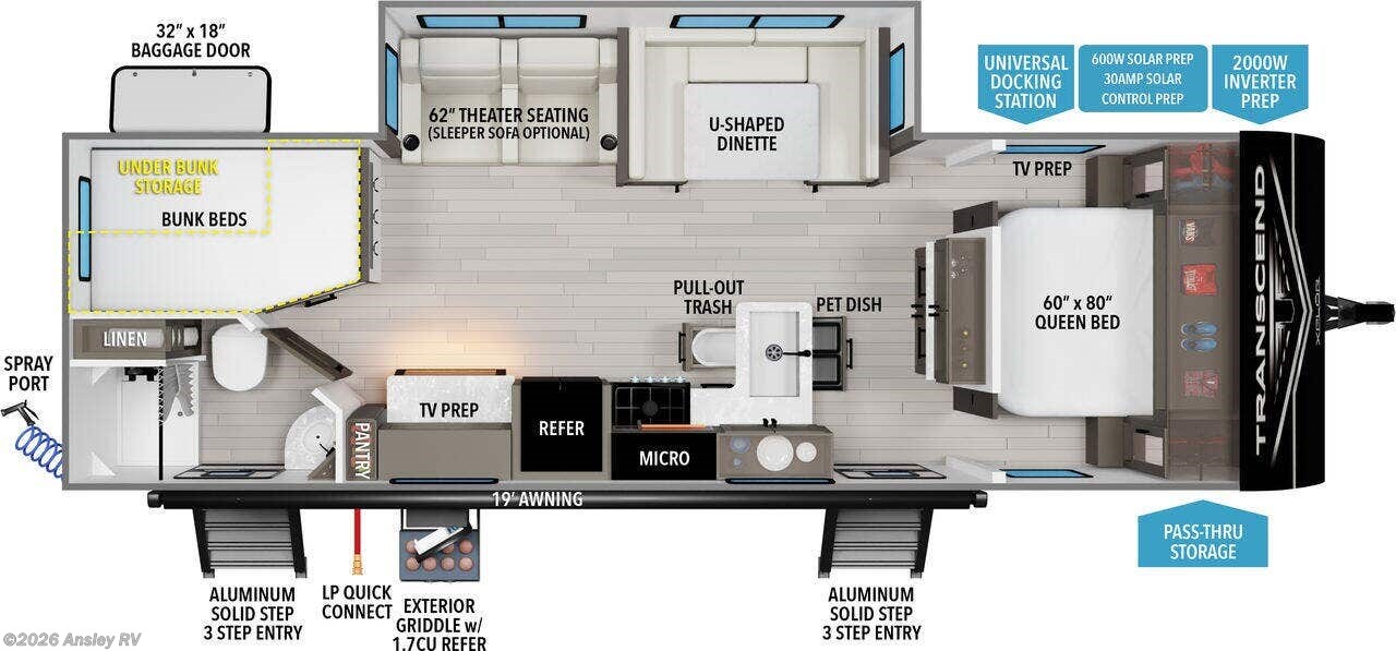 Floorplan of 2027 Grand Design Transcend Xplor 27DBX