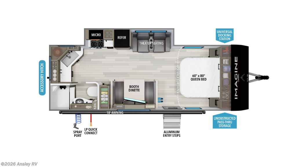 Floorplan of 2027 Grand Design Imagine XLS 22MLE