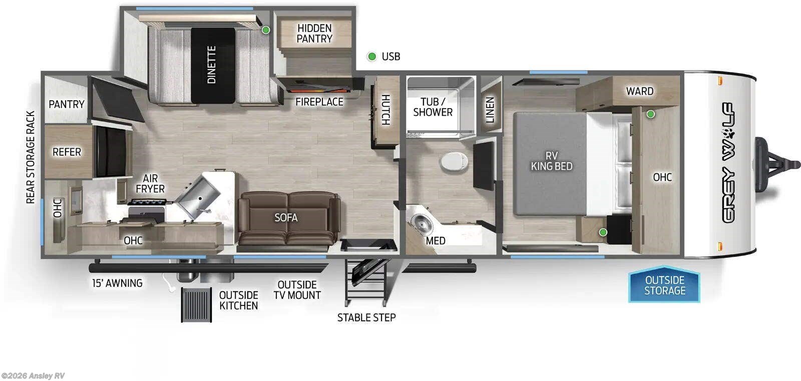 Floorplan of 2027 Forest River Cherokee Grey Wolf 26SS