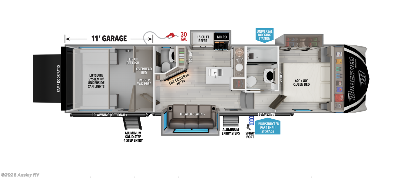 Floorplan of 2027 Grand Design Momentum G-Class 320G