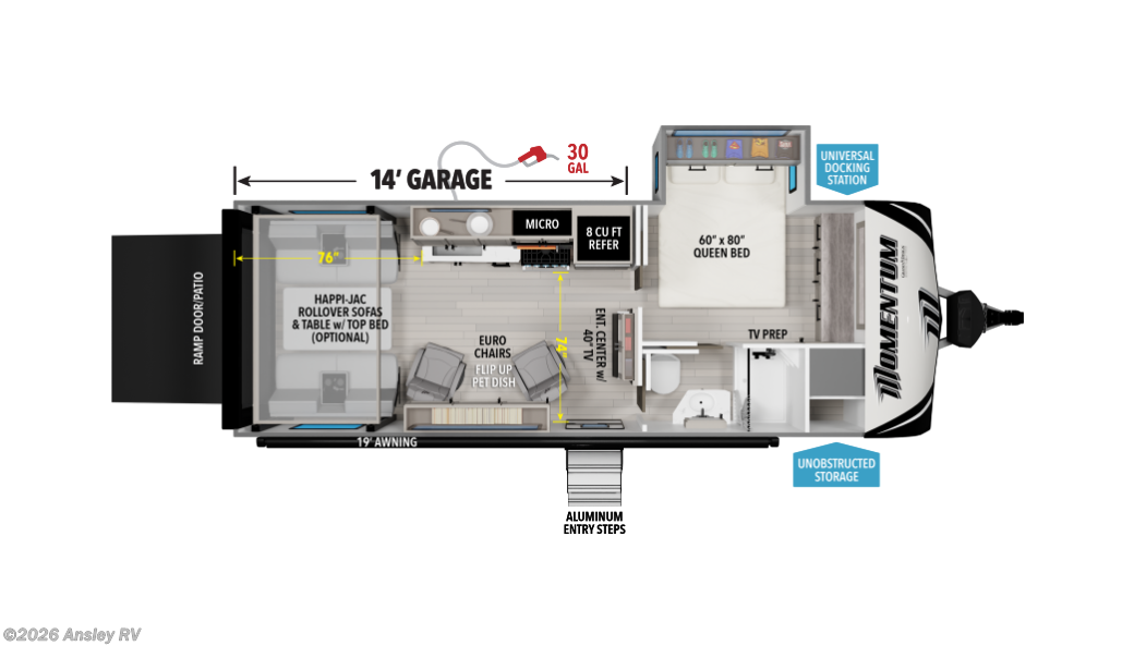 Floorplan of 2027 Grand Design Momentum G-Class 21G
