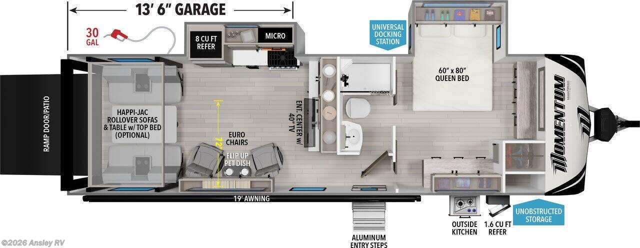 Floorplan of 2025 Grand Design Momentum G-Class 25G