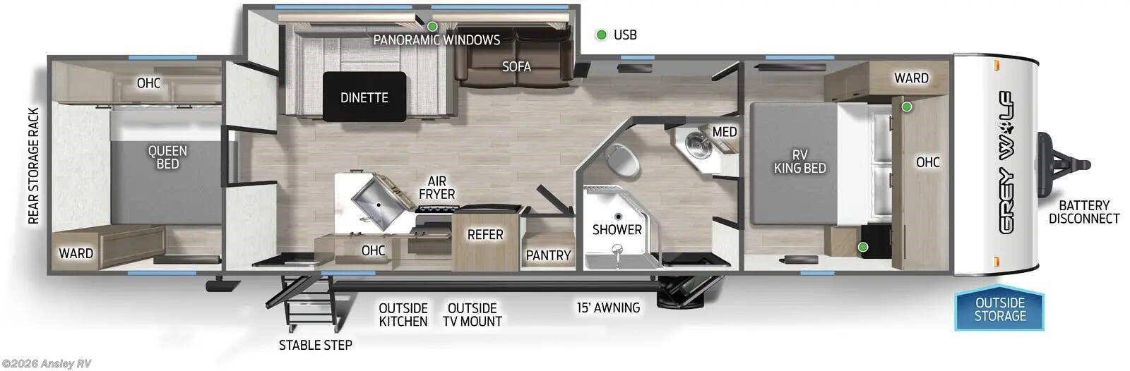 Floorplan of 2027 Forest River Cherokee Grey Wolf 29QB