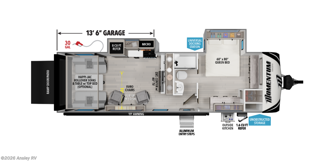Floorplan of 2027 Grand Design Momentum G-Class 25G