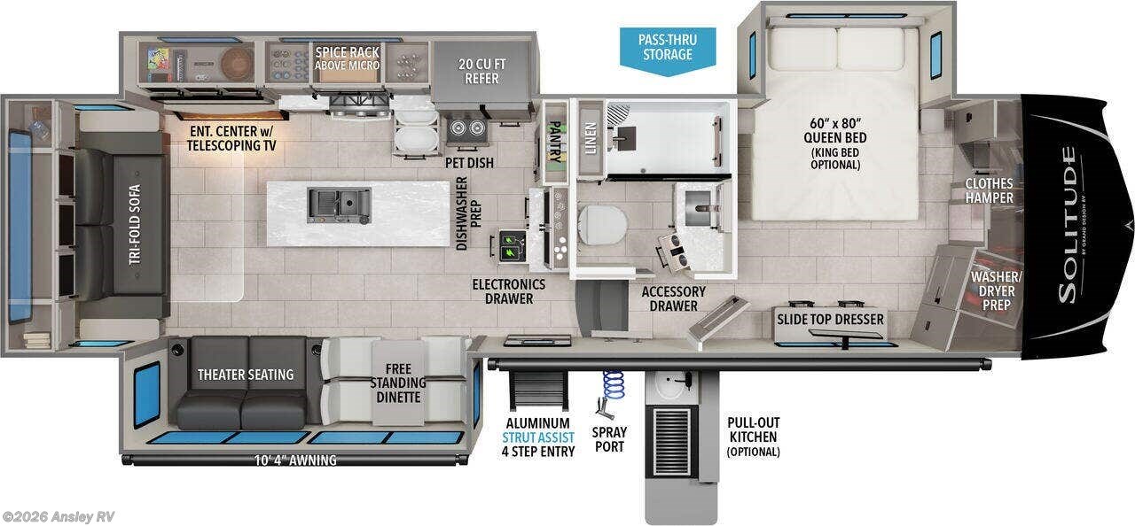 Floorplan of 2027 Grand Design Solitude 310GK