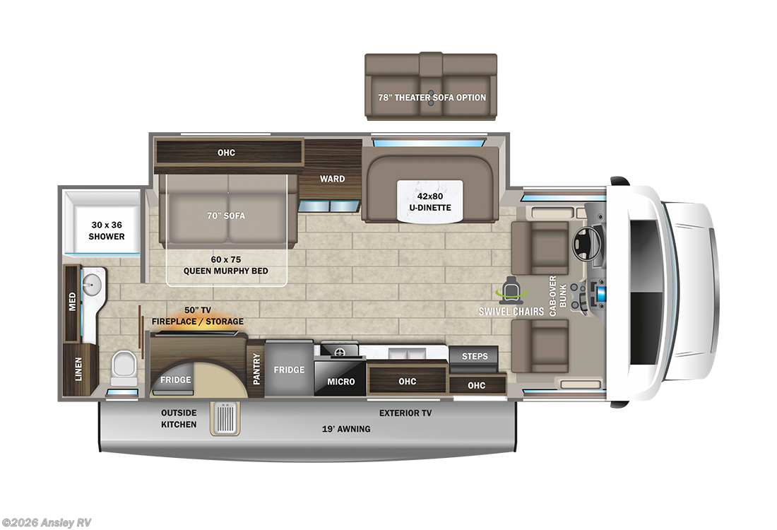 Floorplan of 2023 Entegra Coach Odyssey 26M