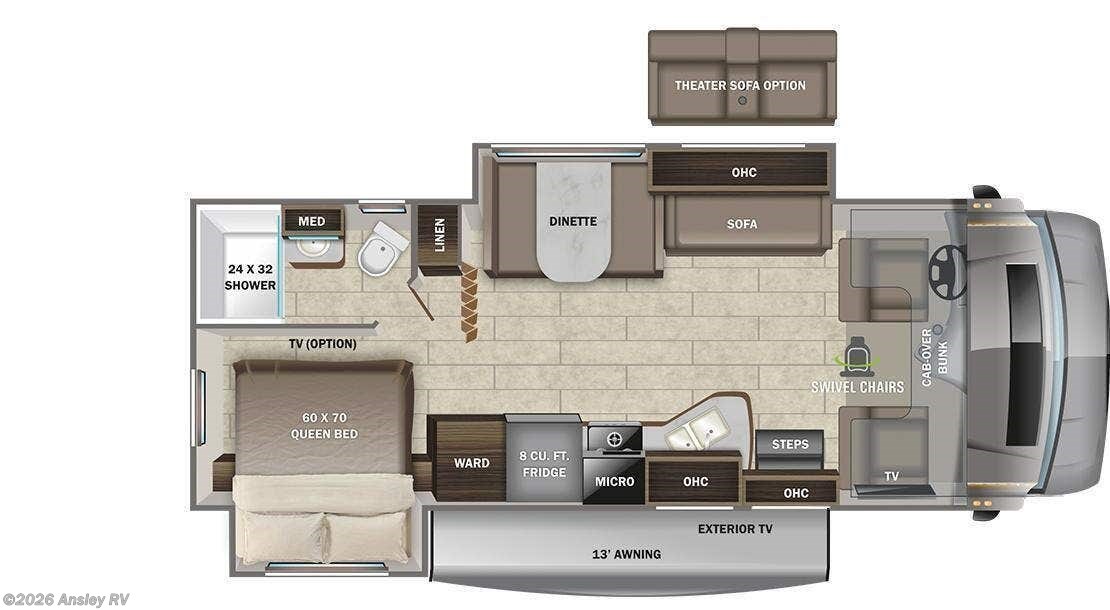 Floorplan of 2023 Entegra Coach Odyssey 26D