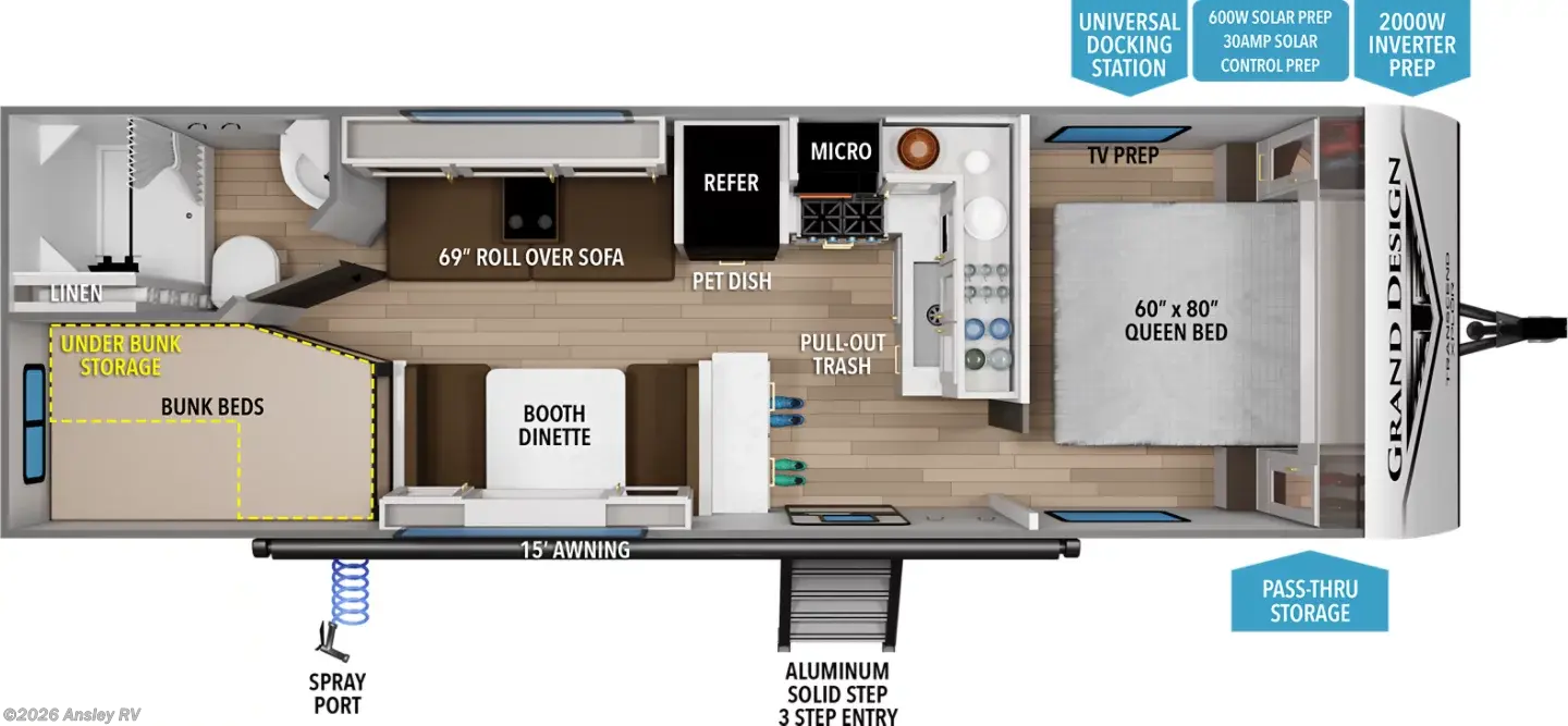 Floorplan of 2027 Grand Design Transcend Xplor 24BHX