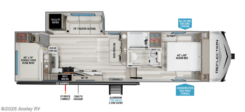 Floorplan of 2027 Grand Design Reflection 100 Series 27BH