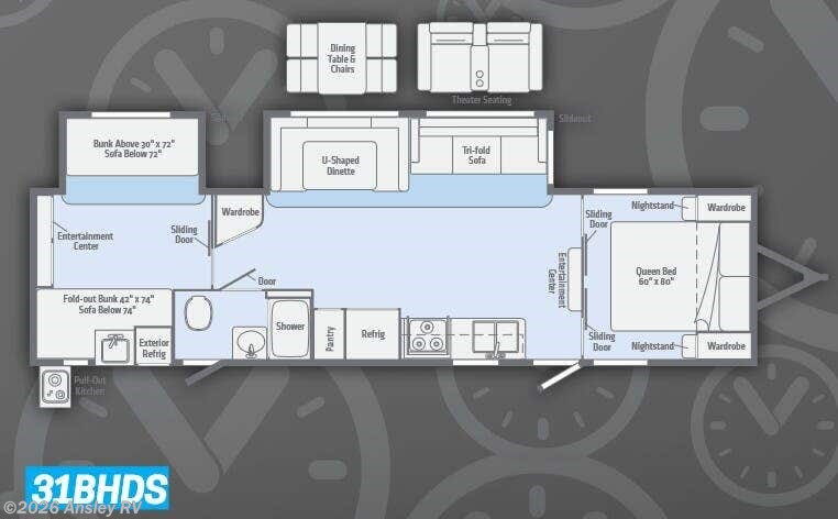 Floorplan of 2018 Winnebago Minnie Plus 31BHDS