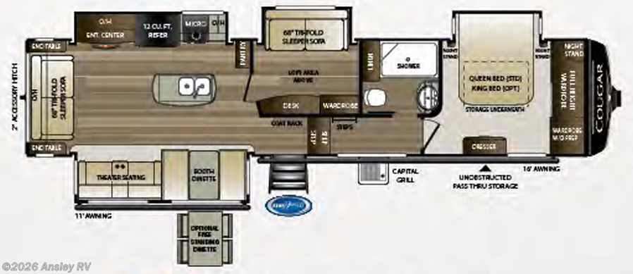 Floorplan of 2020 Keystone Cougar 368MBI