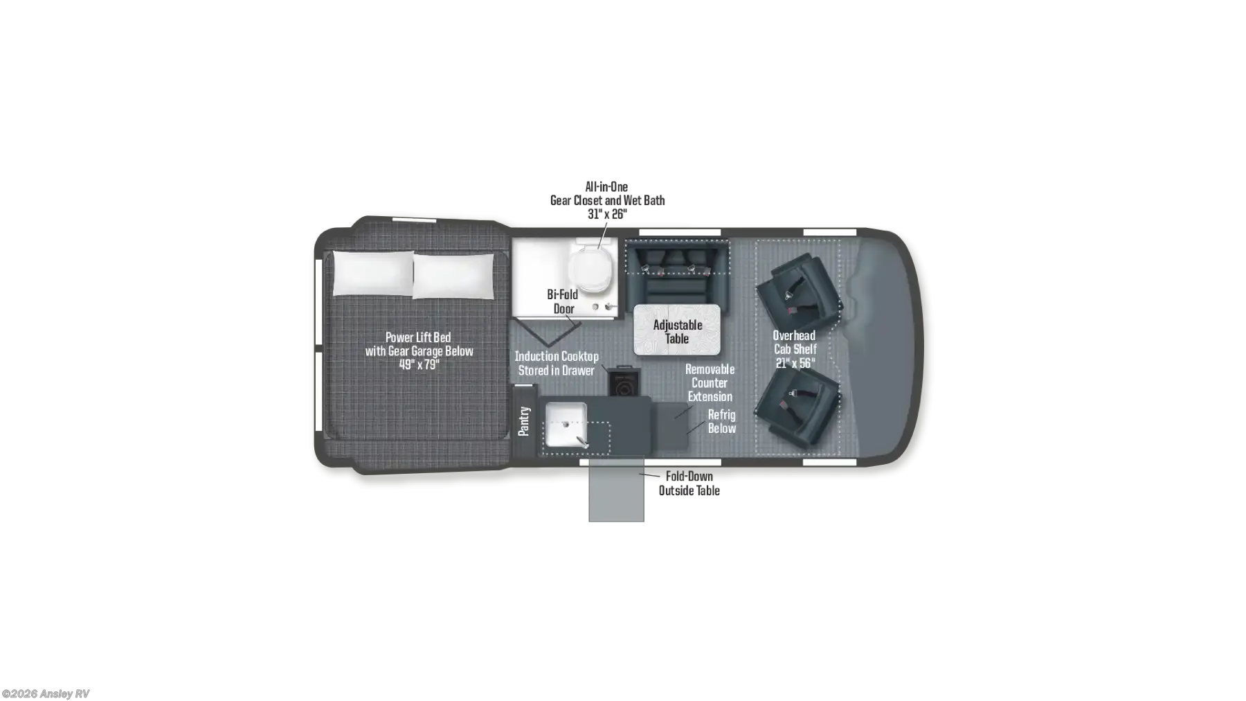 Floorplan of 2027 Winnebago Revel Sport 44C