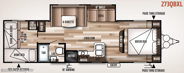Floorplan of 2016 Forest River Wildwood X-Lite 273QBXL