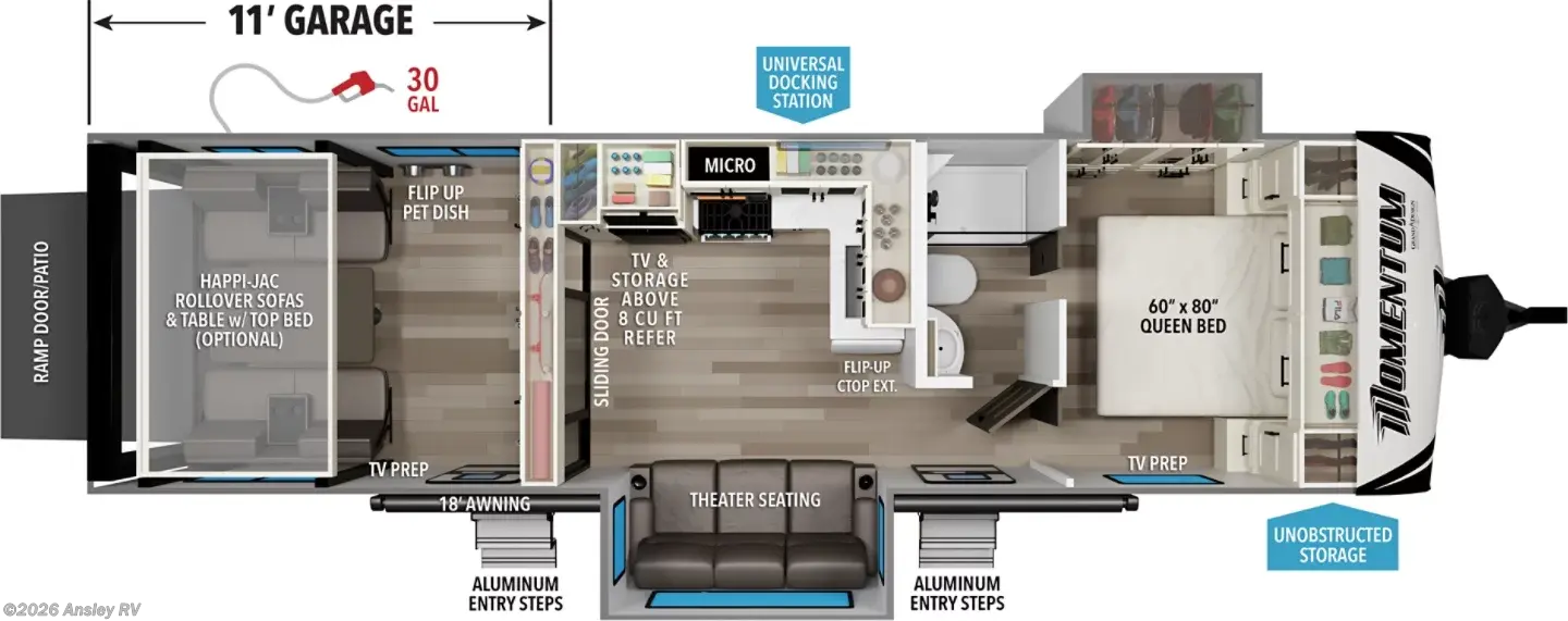 Floorplan of 2027 Grand Design Momentum G-Class 29GS