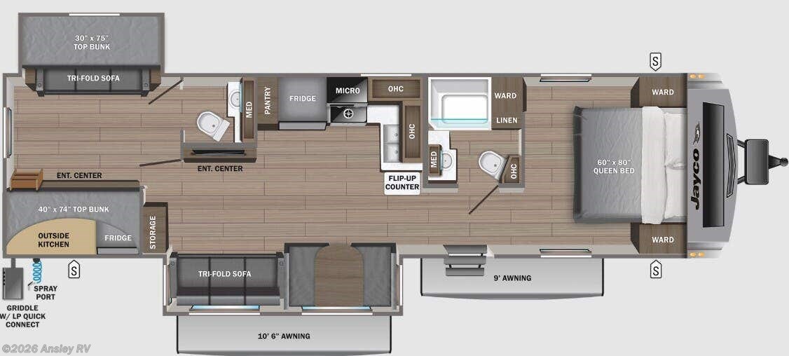 Floorplan of 2024 Jayco White Hawk 32BH