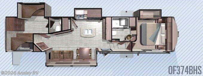 Floorplan of 2018 Highland Ridge Open Range OF374BHS