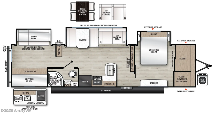 Floorplan of 2022 Coachmen Catalina Legacy Edition 343BHTSLE