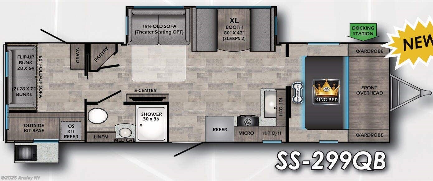 Floorplan of 2022 CrossRoads Sunset Trail Super Lite SS-299QB
