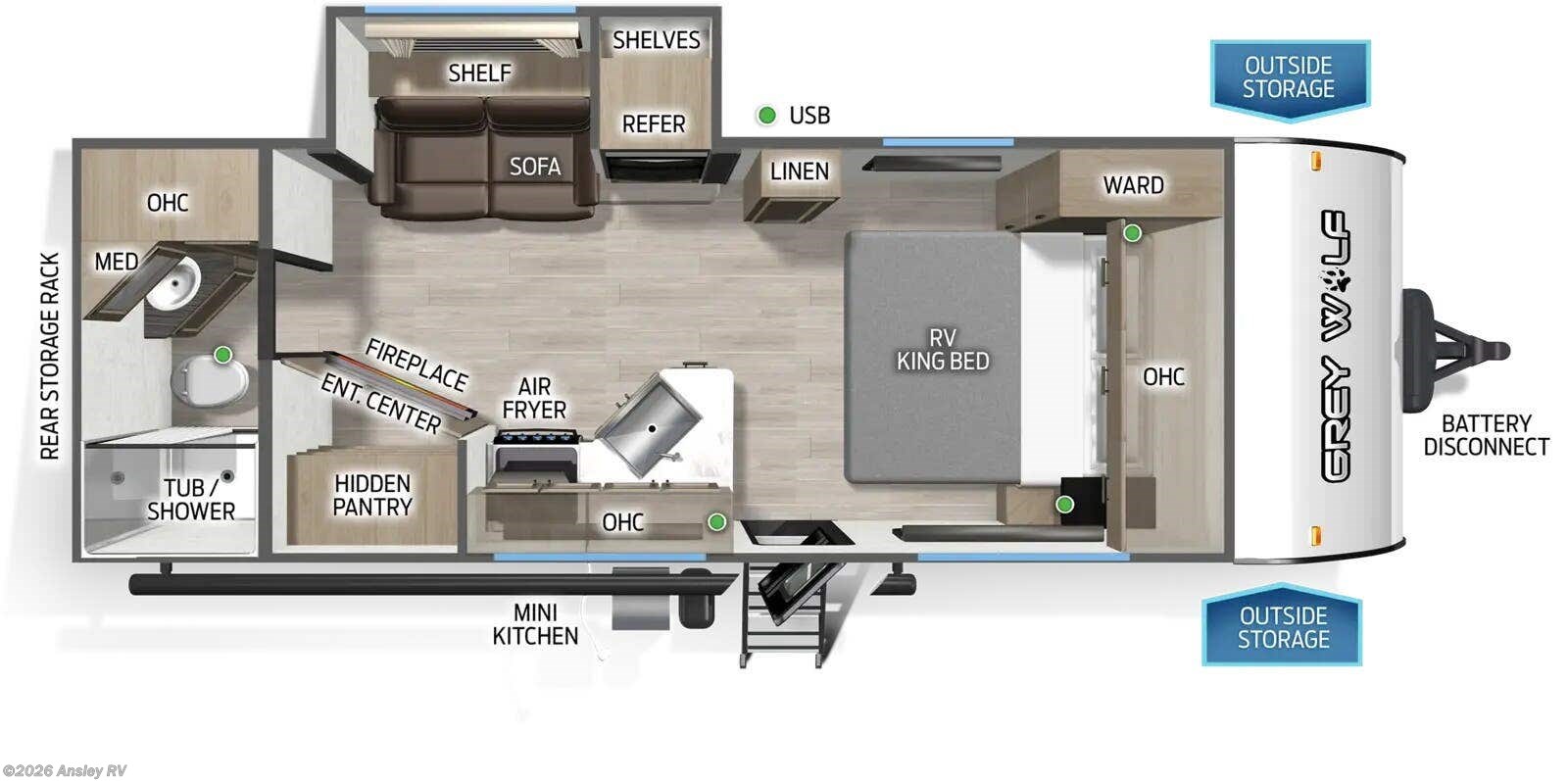 Floorplan of 2027 Forest River Cherokee Grey Wolf 21AB