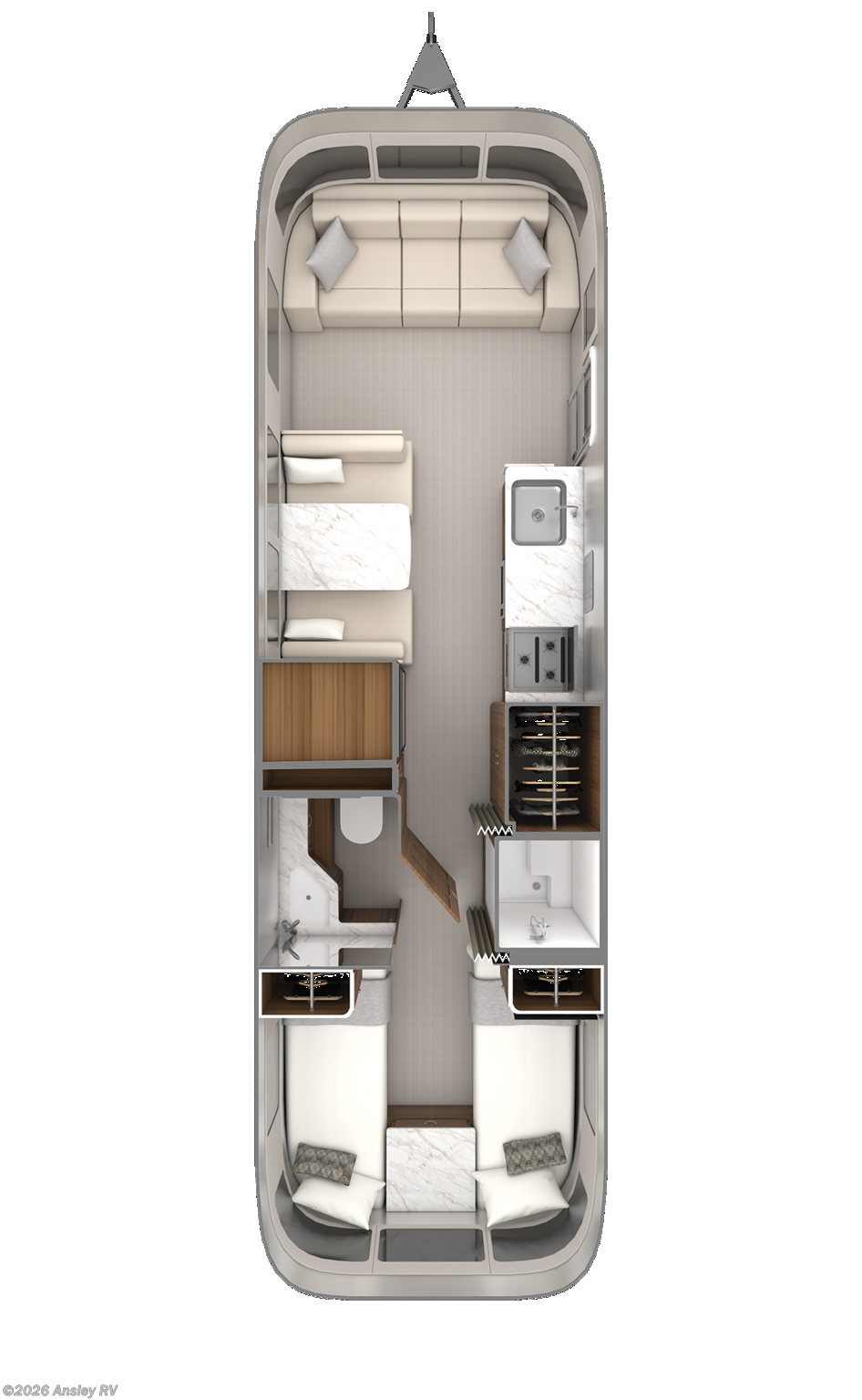 2027 Airstream Classic 30RB - New Travel Trailer For Sale by Ansley RV in Duncansville, Pennsylvania features Hydronic Heat, Smart TV, Microwave, Power Awning, Convection Microwave