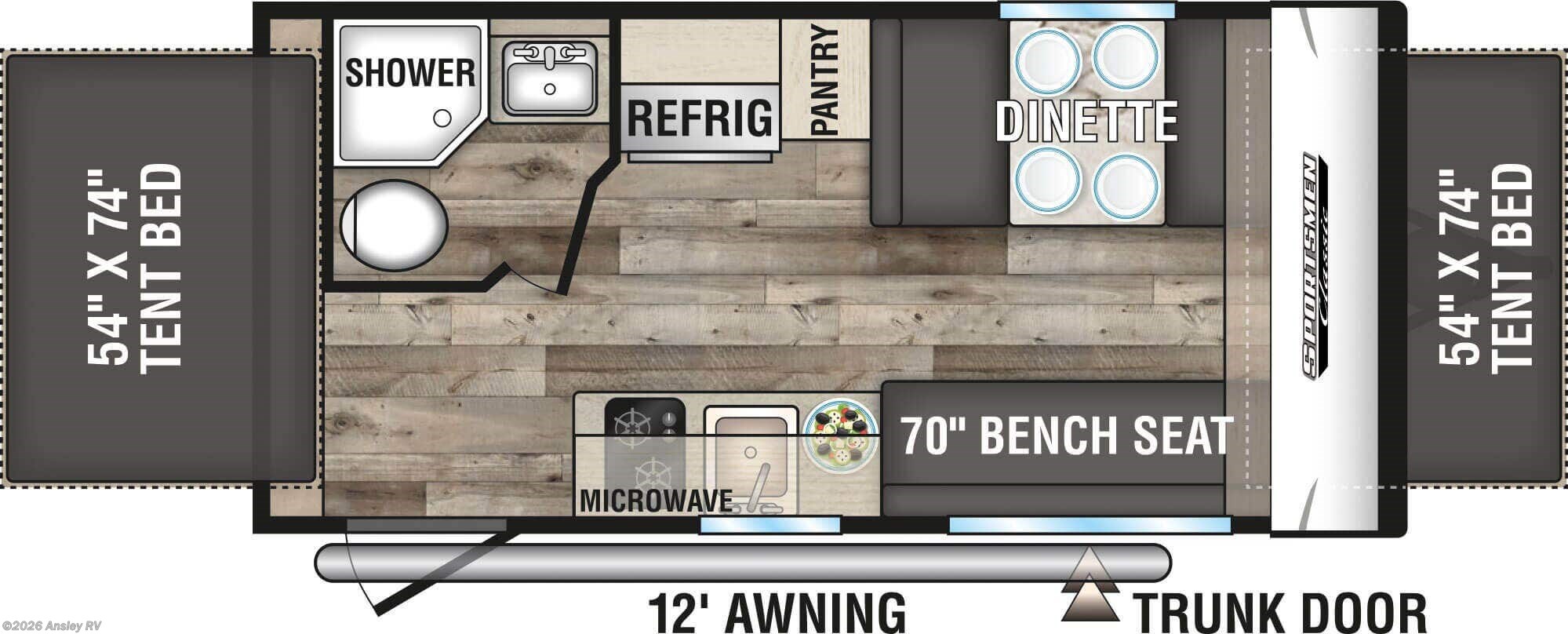 Floorplan of 2022 K-Z Sportsmen Classic 160RBT