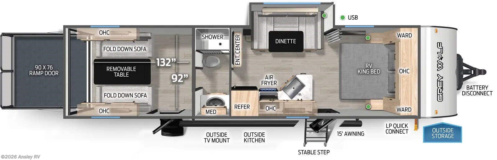 Floorplan of 2025 Forest River Cherokee Grey Wolf 27RR