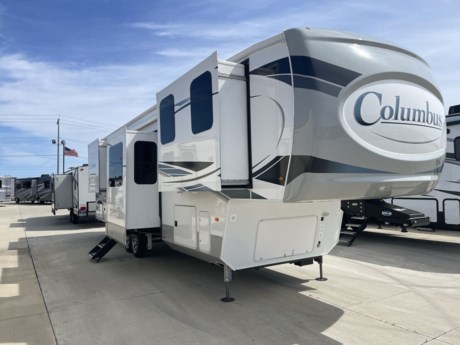 &lt;p&gt;The 2022 Palomino Columbus 388FK is a luxurious fifth wheel trailer designed to provide an unparalleled camping experience. With a length of approximately 42 feet and a weight of around 14,000 pounds, this RV offers ample space and comfort for extended stays on the road. The exterior boasts a sleek and modern design with high-quality construction materials, ensuring durability and longevity. Equipped with multiple slide-outs, including one in the front kitchen area, the interior of the Columbus 388FK is spacious and well-appointed. The front kitchen layout offers a unique living space, featuring a gourmet kitchen with stainless steel appliances, generous counter space, and ample storage cabinets. The living area is furnished with plush seating, a dining table, and entertainment options, creating a cozy atmosphere for relaxation and socializing.&lt;/p&gt;
&lt;p&gt;Inside, the Palomino Columbus 388FK exudes luxury and sophistication with its upscale finishes and attention to detail. The master bedroom is located at the rear of the trailer, providing a quiet retreat with a comfortable queen-sized bed, wardrobe storage, and an en-suite bathroom for added convenience. The bathroom features a spacious shower, vanity, and toilet, complete with modern fixtures and finishes. Throughout the RV, large windows let in plenty of natural light and offer panoramic views of the surrounding scenery. With its spacious layout, premium amenities, and stylish design, the 2022 Palomino Columbus 388FK is the ideal choice for travelers seeking a top-of-the-line camping experience.&lt;/p&gt;