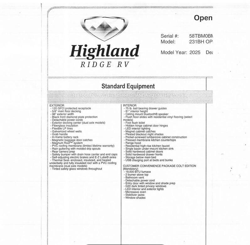 New 2025 Highland Ridge Open Range CONV COLT 231BH available in Sanger, Texas