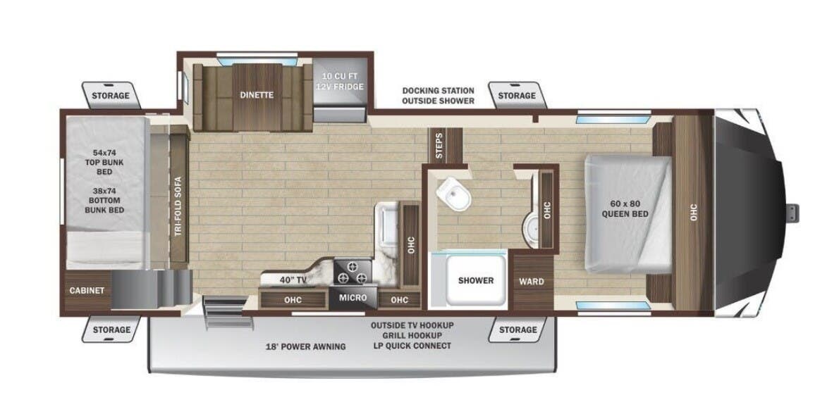 2026 Highland Ridge Open Range Roamer LIGHT 274BHS - New Fifth Wheel For Sale by McClain's Longhorn RV in Sanger, Texas features TV, Dinette, Kitchen Sink, Bunk Beds, Smoke Detector