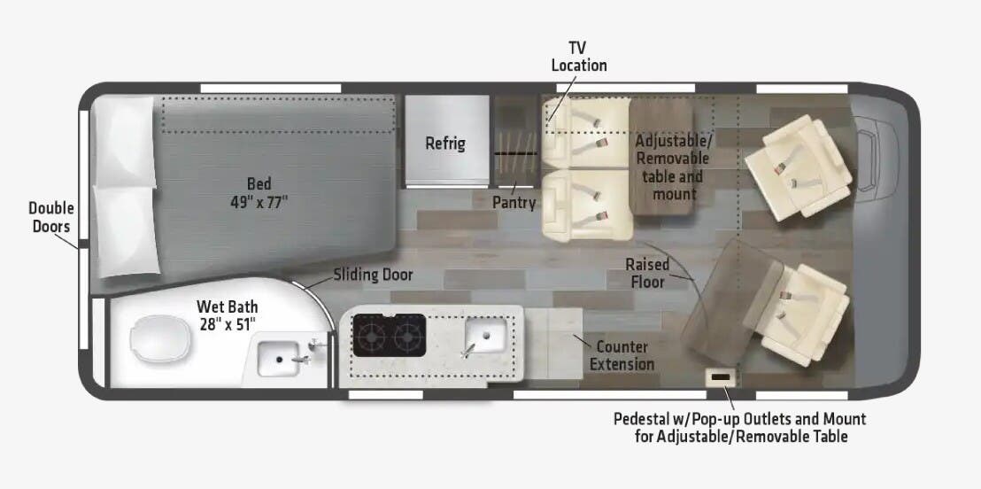 2026 Winnebago Travato 59G - New Class B For Sale by McClain's Longhorn RV in Sanger, Texas features LP Detector, Air Conditioning, Stove Top Burner, Pantry, Water Heater