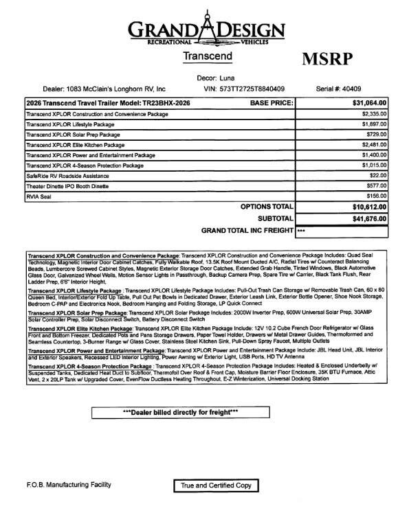 2026 Transcend Xplor 23BHX by Grand Design from McClain's Longhorn RV in Sanger, Texas