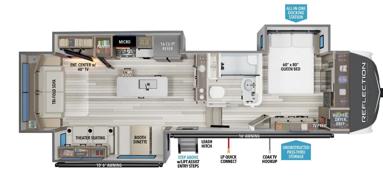 2026 Grand Design Reflection 337RLS - New Fifth Wheel For Sale by McClain's RV Fort Worth in Fort Worth, Texas features Leveling Jacks, Microwave, Toilet, Washer/Dryer Prep, Kitchen Sink