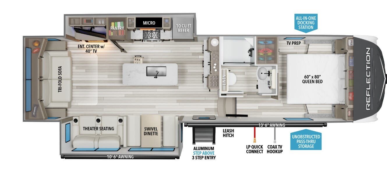 2026 Grand Design Reflection 150 295RL - New Fifth Wheel For Sale by McClain's Longhorn RV in Sanger, Texas features Shower, TV, Slideout, Island Kitchen, Kitchen Sink