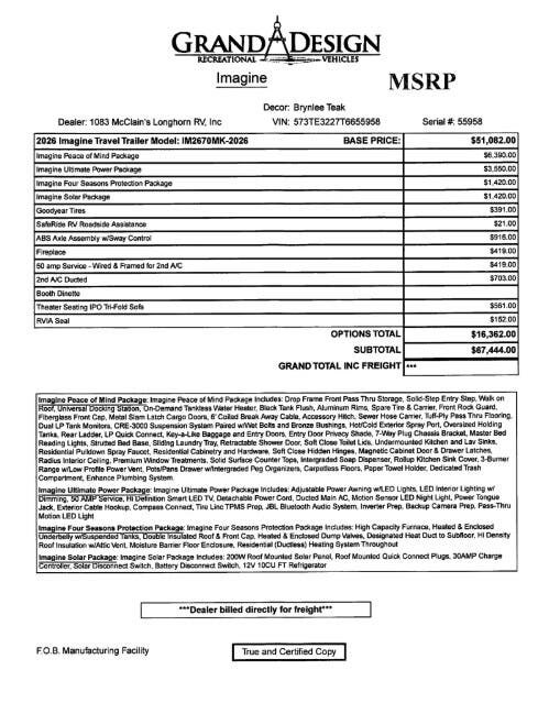 2026 Imagine 2670MK by Grand Design from McClain's Longhorn RV in Sanger, Texas