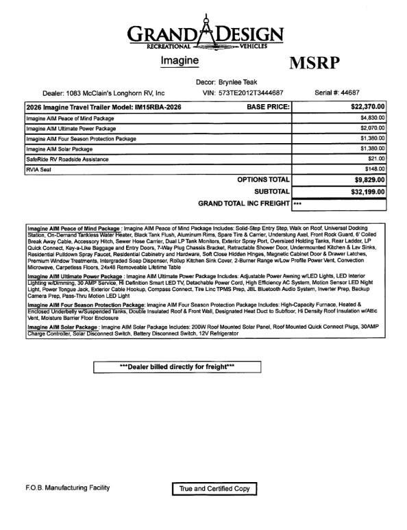 2026 Imagine AIM 15RBA by Grand Design from McClain's RV Rockwall in Rockwall, Texas