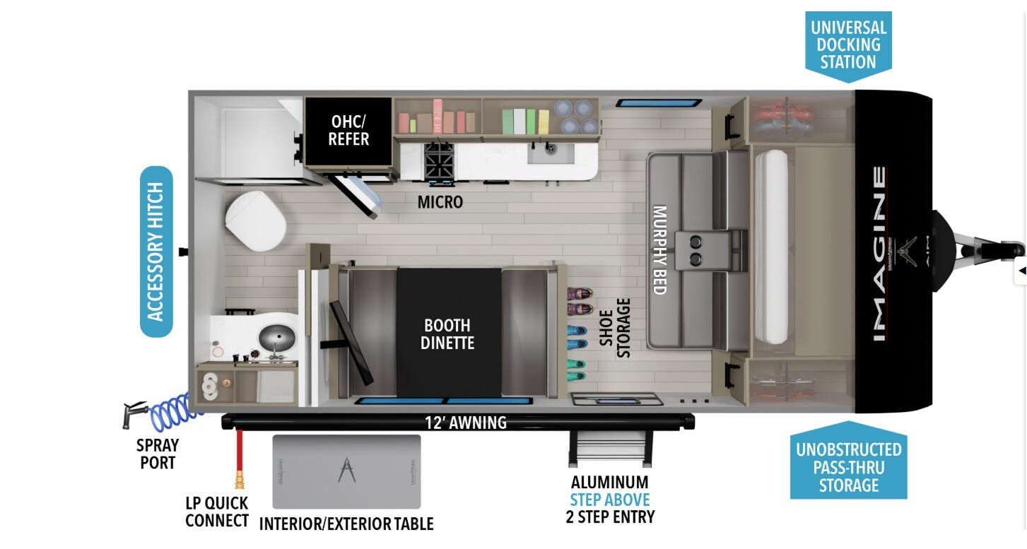 2026 Grand Design Imagine AIM 15RBA - New Travel Trailer For Sale by McClain's RV Rockwall in Rockwall, Texas features LP Detector, Propane, Microwave, Smoke Detector, Stove