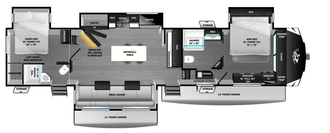 2026 Highland Ridge Open Range 3X 390TBS - New Fifth Wheel For Sale by McClain's Longhorn RV in Sanger, Texas features Water Heater, Exterior Grill, Furnace, Ladder, Washer