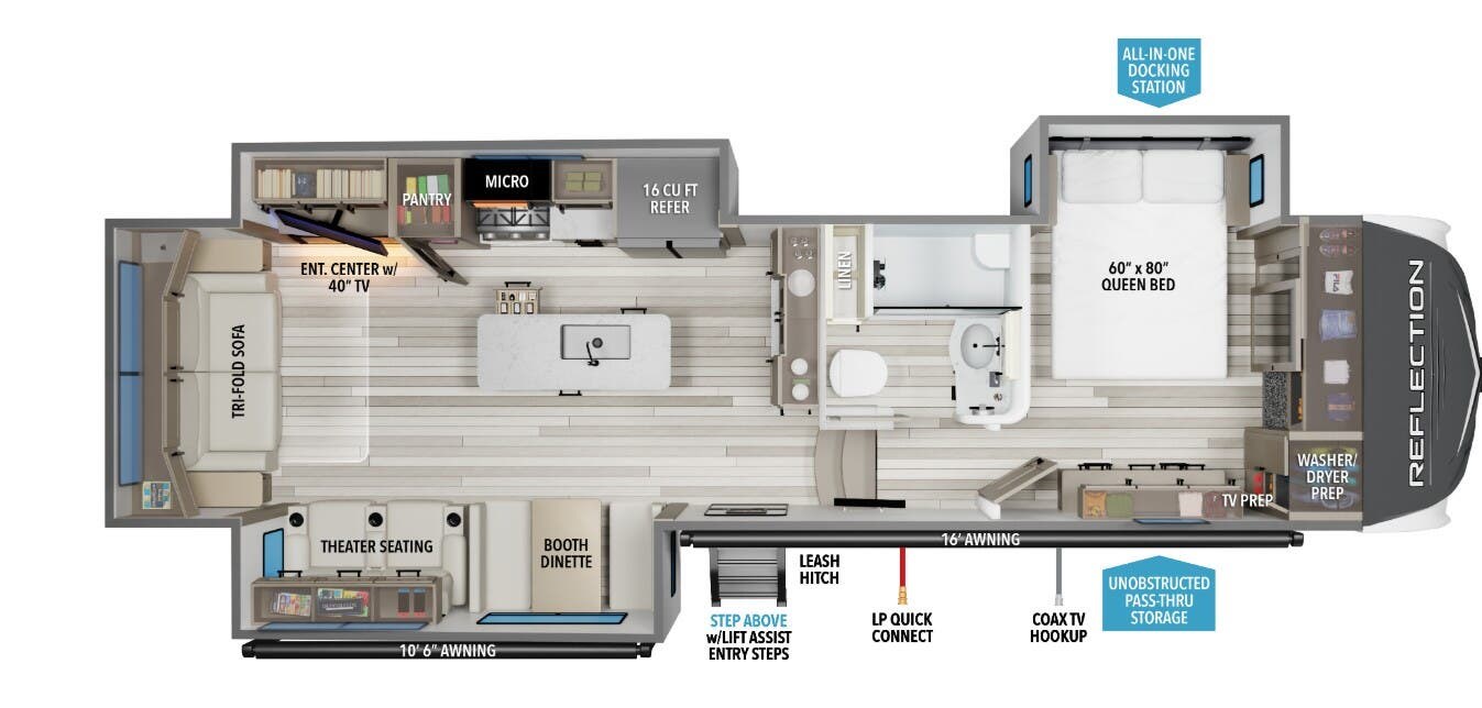 2026 Grand Design Reflection 337RLS - New Fifth Wheel For Sale by McClain's Longhorn RV in Sanger, Texas features Hitch, Vanity, Solid Surface Countertops, Roof Deck, Solar Panel
