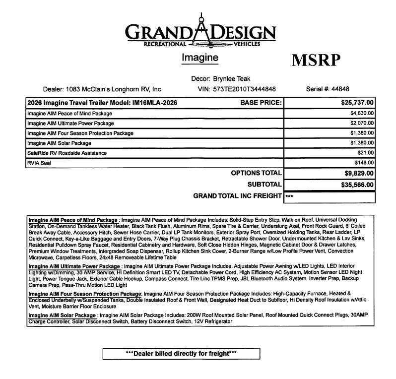 2026 Imagine AIM 16MLA by Grand Design from McClain's Longhorn RV in Sanger, Texas