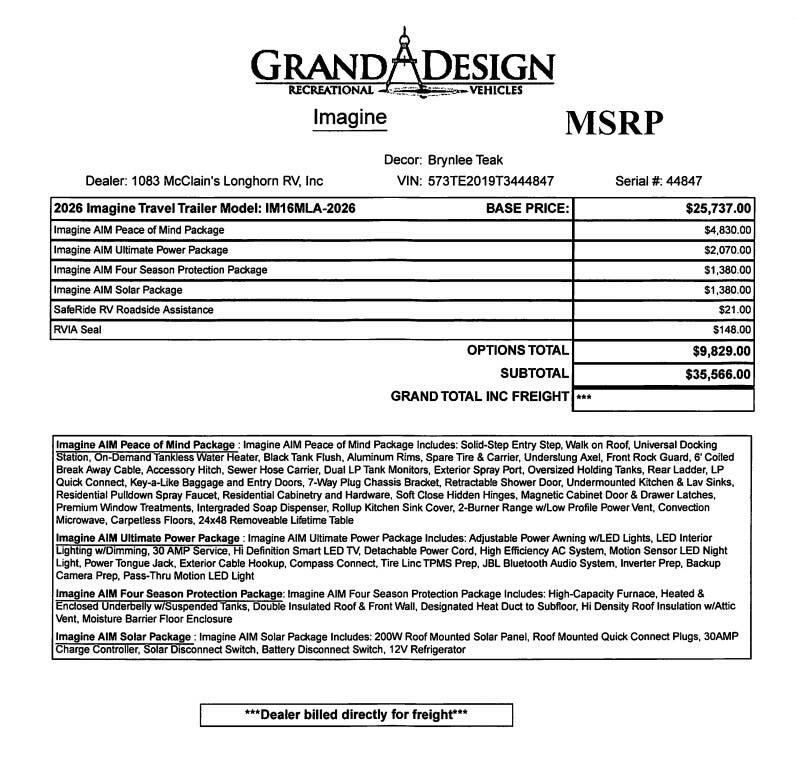 2026 Imagine AIM 16MLA by Grand Design from McClain's RV Superstore in Corinth, Texas