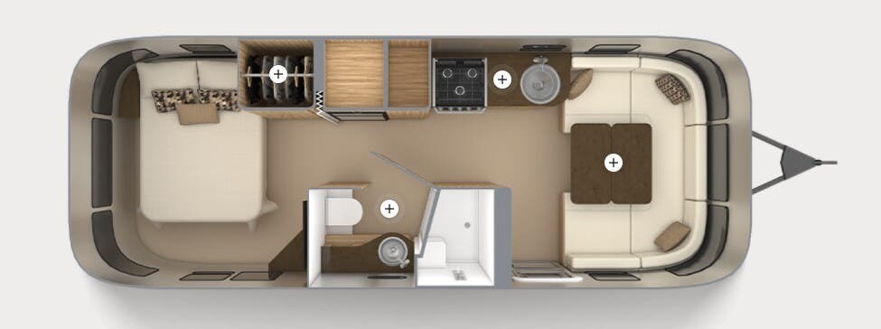 2018 Airstream Flying Cloud 26RBQ - Used Travel Trailer For Sale by McClain's Longhorn RV in Sanger, Texas features CO Detector, Batteries, Medicine Cabinet, Toilet, Fire Extinguisher