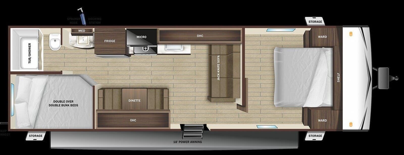 2026 Highland Ridge Open Range CONV 26DB - New Travel Trailer For Sale by McClain's Longhorn RV in Sanger, Texas features Kitchen Sink, Bunk Beds, Smoke Detector, Toilet, Water Heater