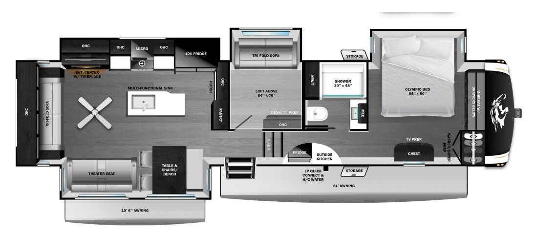 2026 Highland Ridge Open Range Roamer 35MRQS - New Fifth Wheel For Sale by McClain's Longhorn RV in Sanger, Texas features Dinette, Stove, Kitchen Sink, Batteries, Overhead Cabinetry
