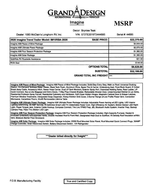 2026 Imagine AIM 15RBA by Grand Design from McClain's Longhorn RV in Sanger, Texas